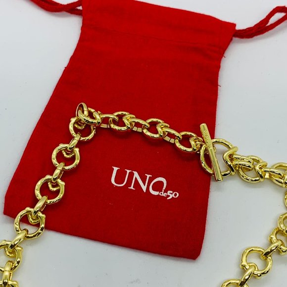 UNO de 50 GAMEOF3 NECKLACE large round anc triangular-shaped Glow Gold Necklace - Picture 6 of 7